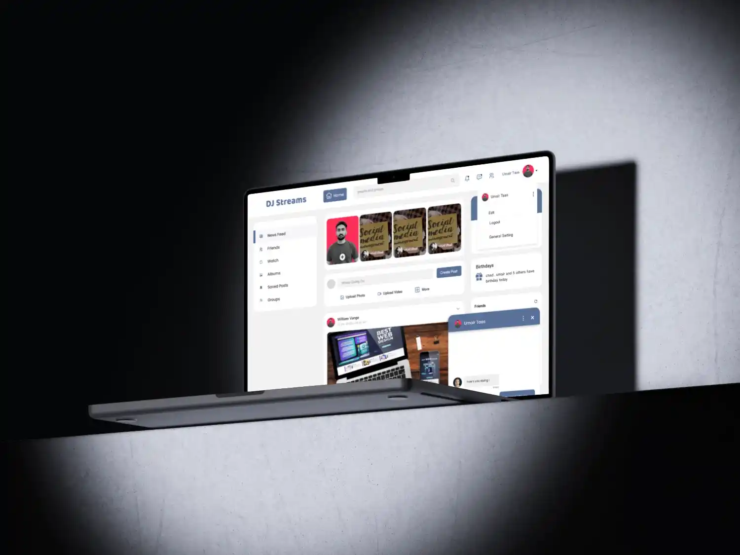 DJ Streams MacBook 13 mockup